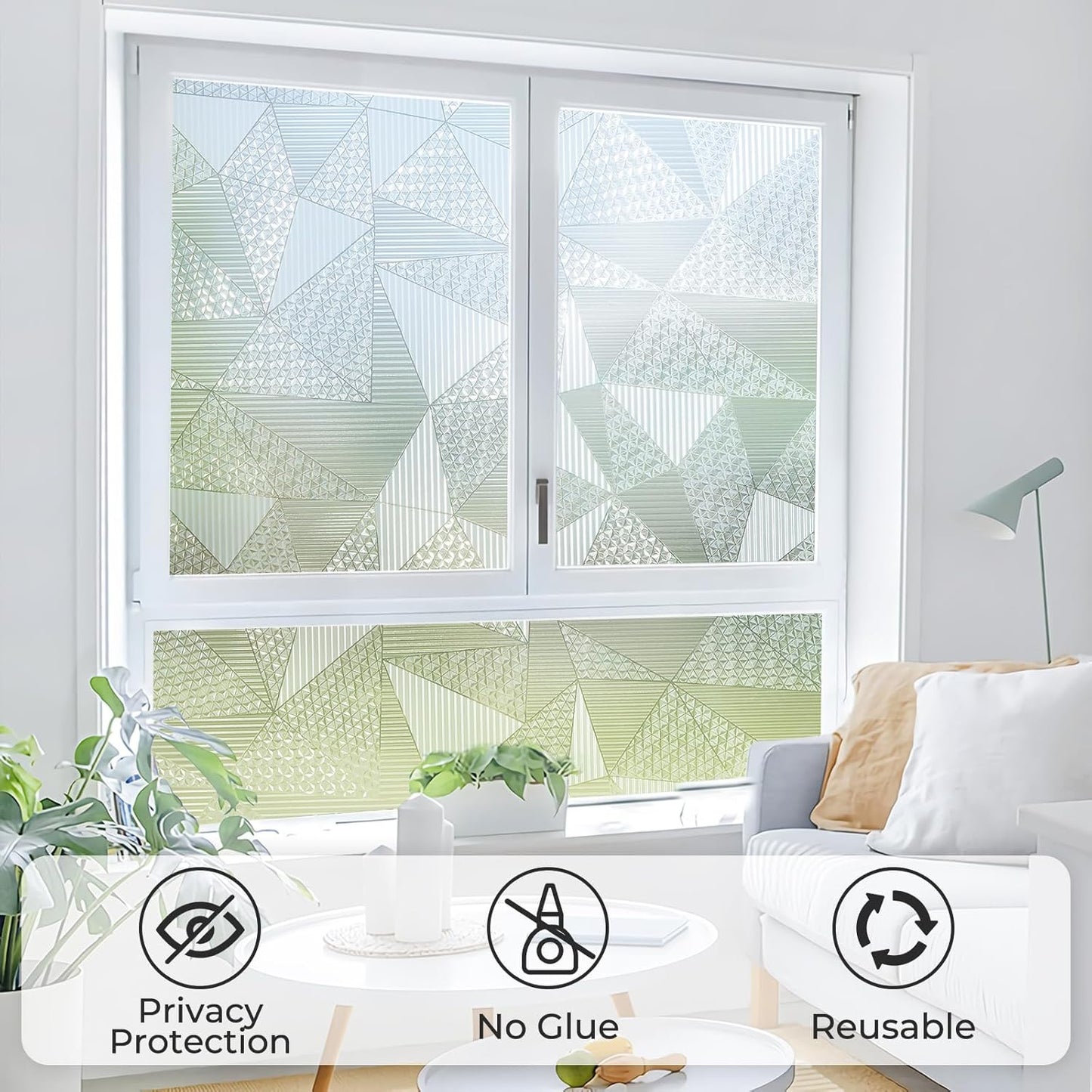 Coavas Decorative Window Film Privacy Window Frosting Film