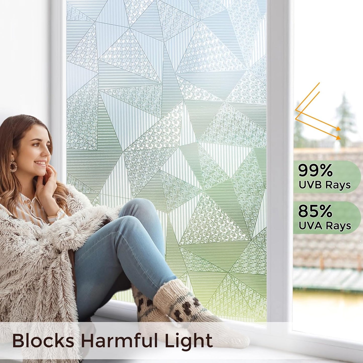 Coavas Decorative Window Film Privacy Window Frosting Film